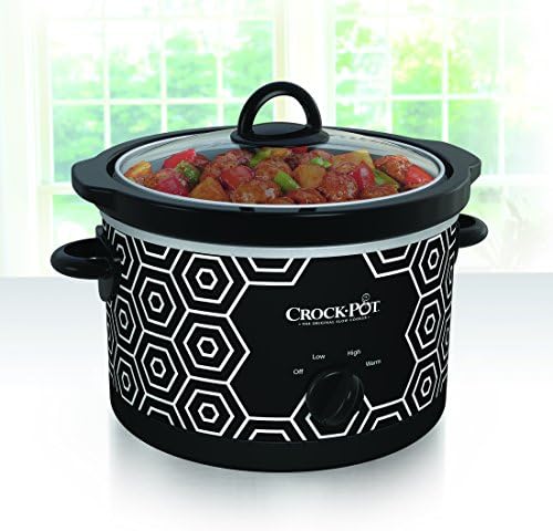 Crock-Pot 4.5 Quart Portable Slow Cooker – Black & White 1STS