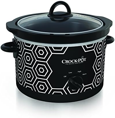 Crock-Pot 4.5 Quart Portable Slow Cooker – Black & White 1STS